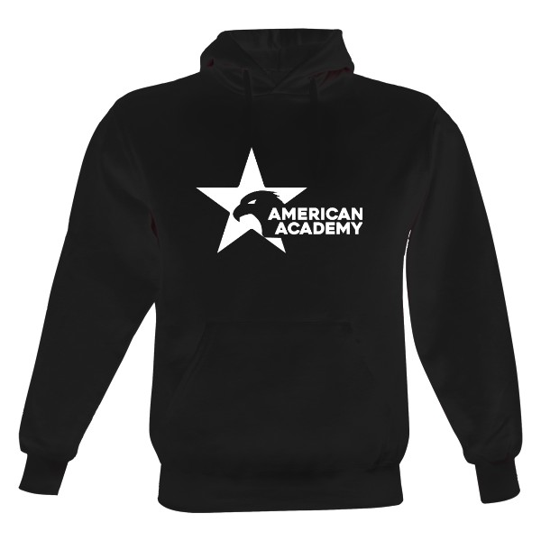 Black hoodie with white logo