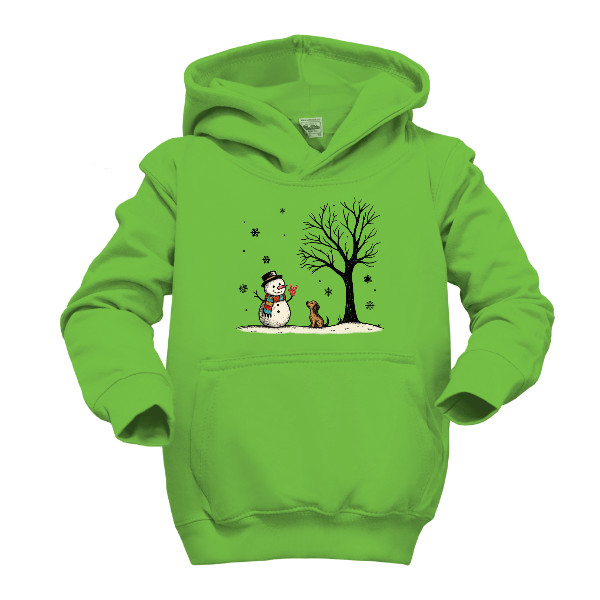 Kids' hoodie Clipart with a winter scene and a hand sign - I love you