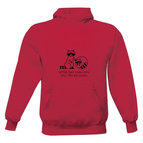 Men's hoodie  raccoons and inscription 